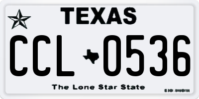 TX license plate CCL0536