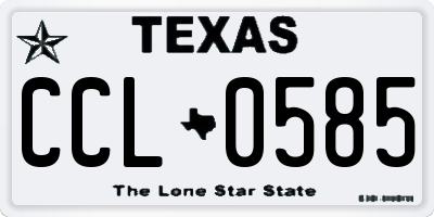 TX license plate CCL0585