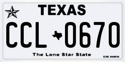 TX license plate CCL0670