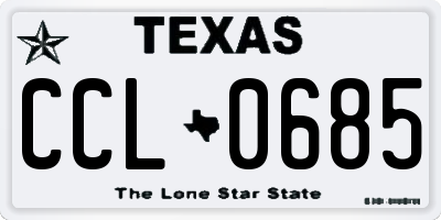 TX license plate CCL0685