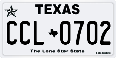 TX license plate CCL0702