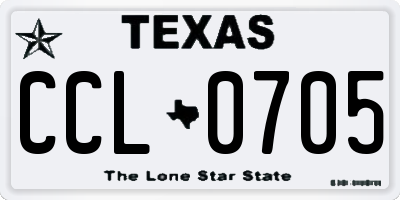 TX license plate CCL0705
