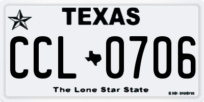 TX license plate CCL0706