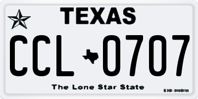 TX license plate CCL0707