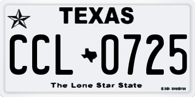 TX license plate CCL0725