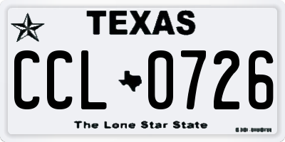 TX license plate CCL0726
