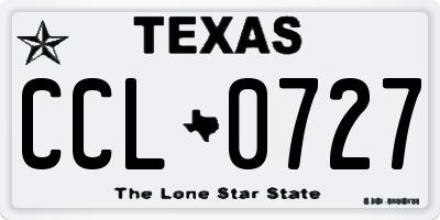 TX license plate CCL0727