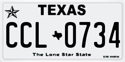 TX license plate CCL0734