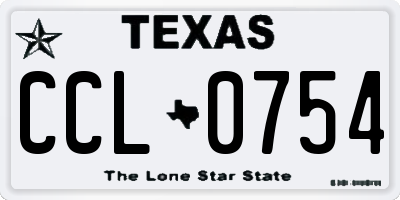 TX license plate CCL0754