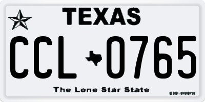 TX license plate CCL0765