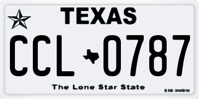 TX license plate CCL0787