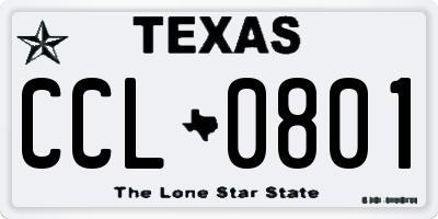 TX license plate CCL0801