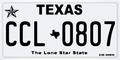 TX license plate CCL0807