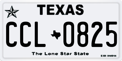 TX license plate CCL0825