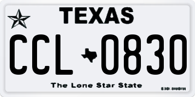 TX license plate CCL0830
