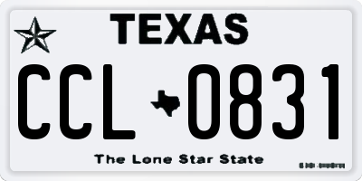 TX license plate CCL0831