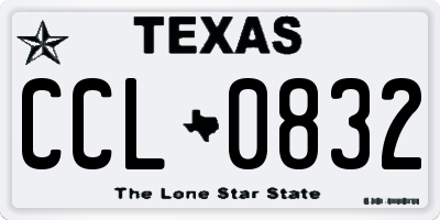 TX license plate CCL0832