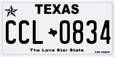 TX license plate CCL0834