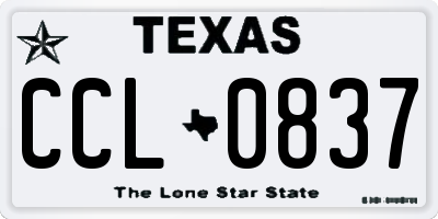 TX license plate CCL0837