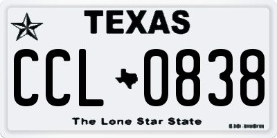 TX license plate CCL0838