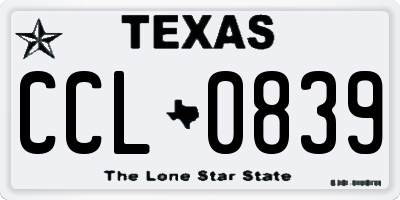 TX license plate CCL0839