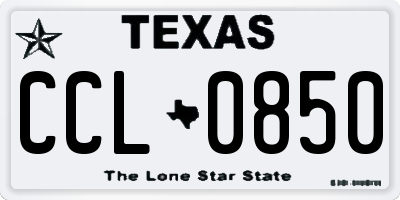 TX license plate CCL0850