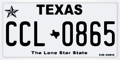 TX license plate CCL0865