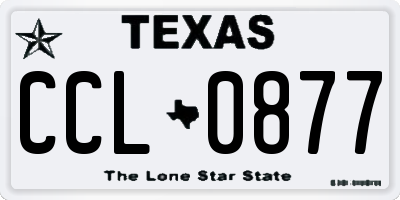 TX license plate CCL0877