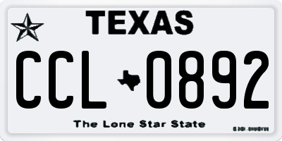 TX license plate CCL0892