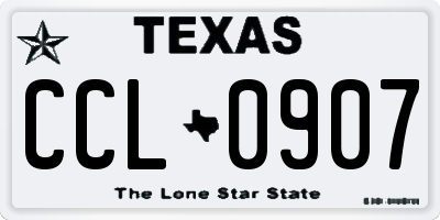 TX license plate CCL0907