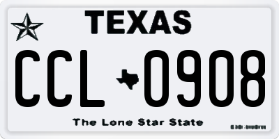TX license plate CCL0908