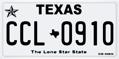TX license plate CCL0910
