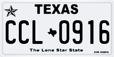 TX license plate CCL0916