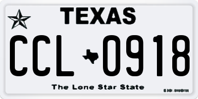 TX license plate CCL0918