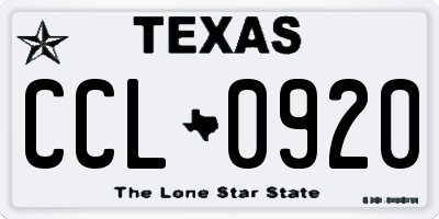 TX license plate CCL0920