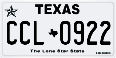 TX license plate CCL0922