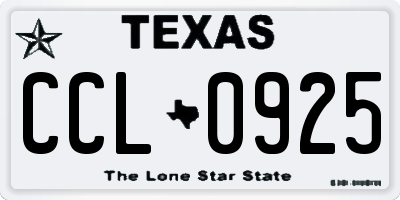 TX license plate CCL0925