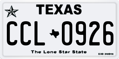TX license plate CCL0926