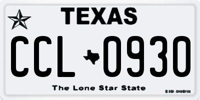 TX license plate CCL0930