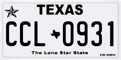 TX license plate CCL0931