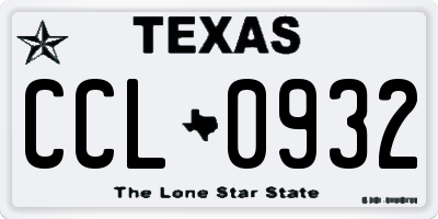 TX license plate CCL0932