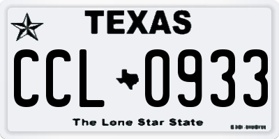 TX license plate CCL0933