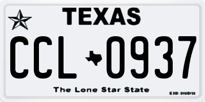 TX license plate CCL0937