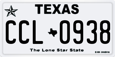 TX license plate CCL0938