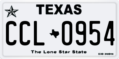 TX license plate CCL0954