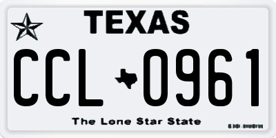 TX license plate CCL0961