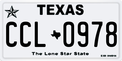 TX license plate CCL0978