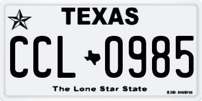 TX license plate CCL0985
