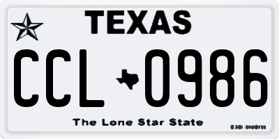 TX license plate CCL0986