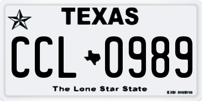 TX license plate CCL0989